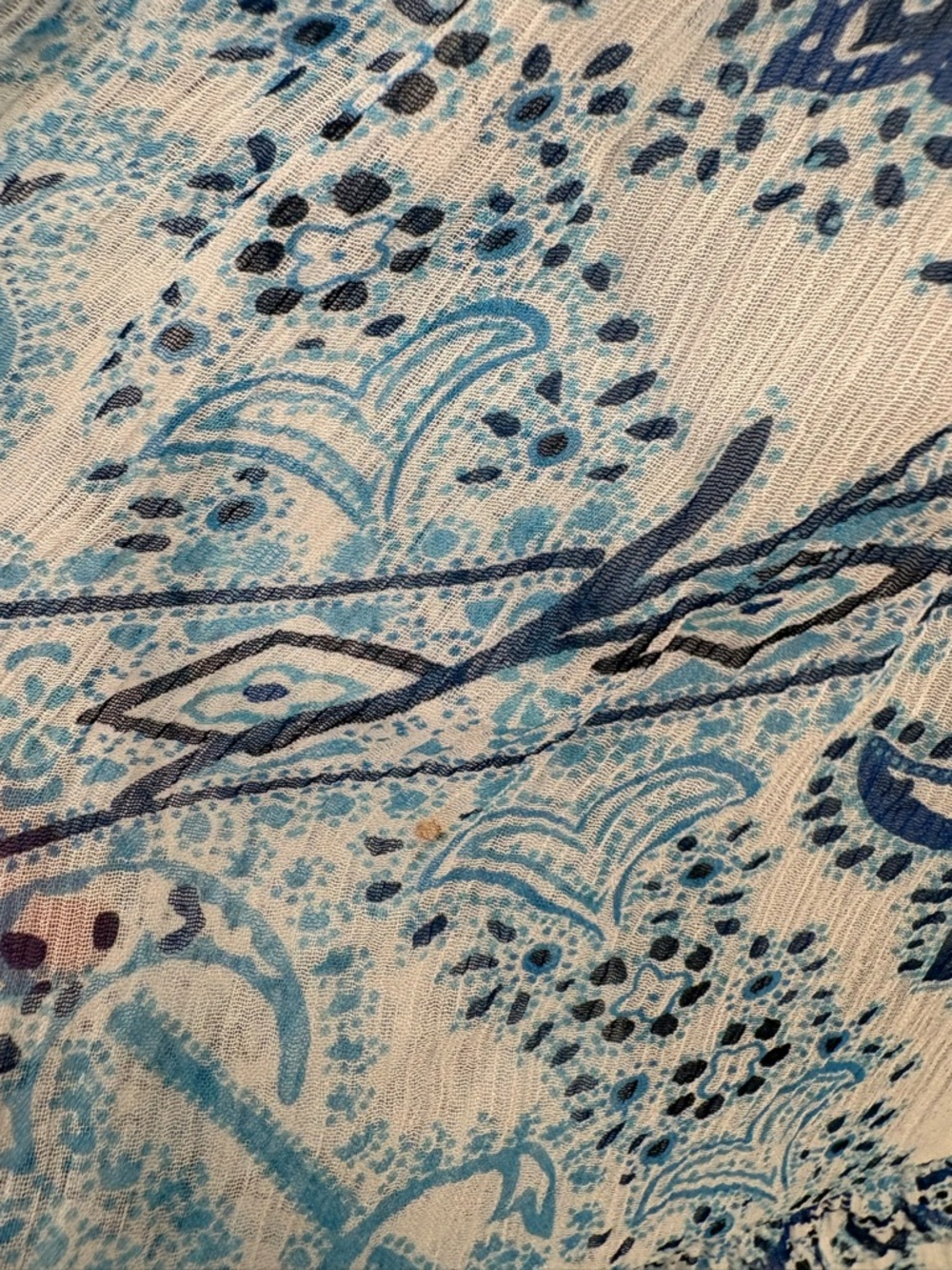 Lauren Ralph Lauren Blue Silk Chiffon Paisley Tiered Peasant Skirt Size SP - Picture 11 of 12
